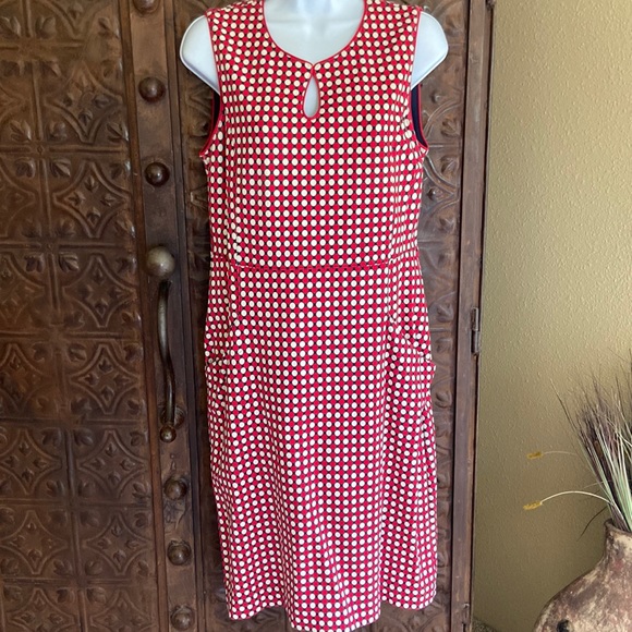Lands End polka dot red/navy sleeveless dress—size 10 - Picture 1 of 7
